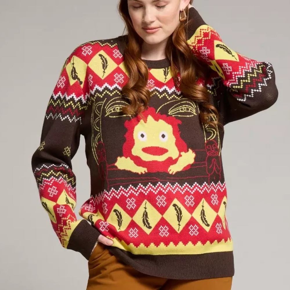Studio Ghibli Howl's Moving Castle Calcifer Holiday Sweater - BoxLunch Exclusive